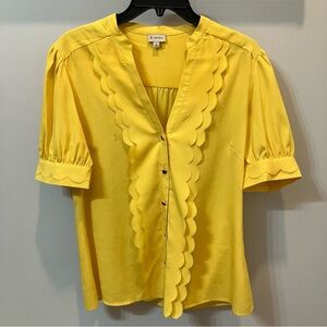 Bright yellow scalloped Cremieux Blouse